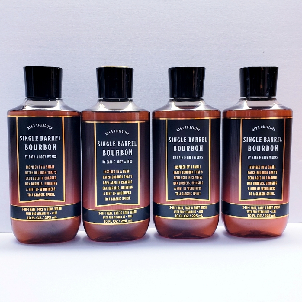 Bath & Body Works Men's Collection SINGLE BARREL BOURBON Body Wash, 10 Oz (4pcs)